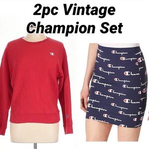 Vintage Champion Pullover Crewneck and Mini Skirt Set